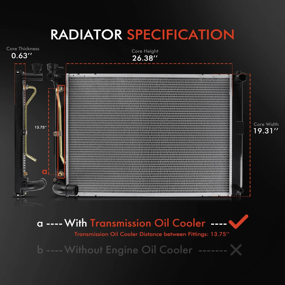 Radiator w/ Transmission Oil Cooler for Lexus RX330 2004-2006 V6 3.3L Automatic - Image 2 of 4