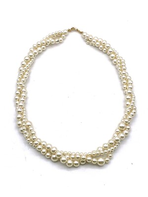 Vintage Signed Napier Faux Pearl Necklace Twisted 