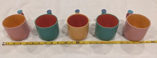 Set of 5 Lindt Stymeist COLORWAYS Multi Colored Thumbprint Coffee Mugs Cups