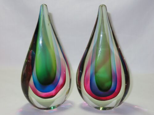 Lotto di sculture a goccia arte vetro fine arcobaleno italiana vintage di fascia alta - Foto 3 di 9