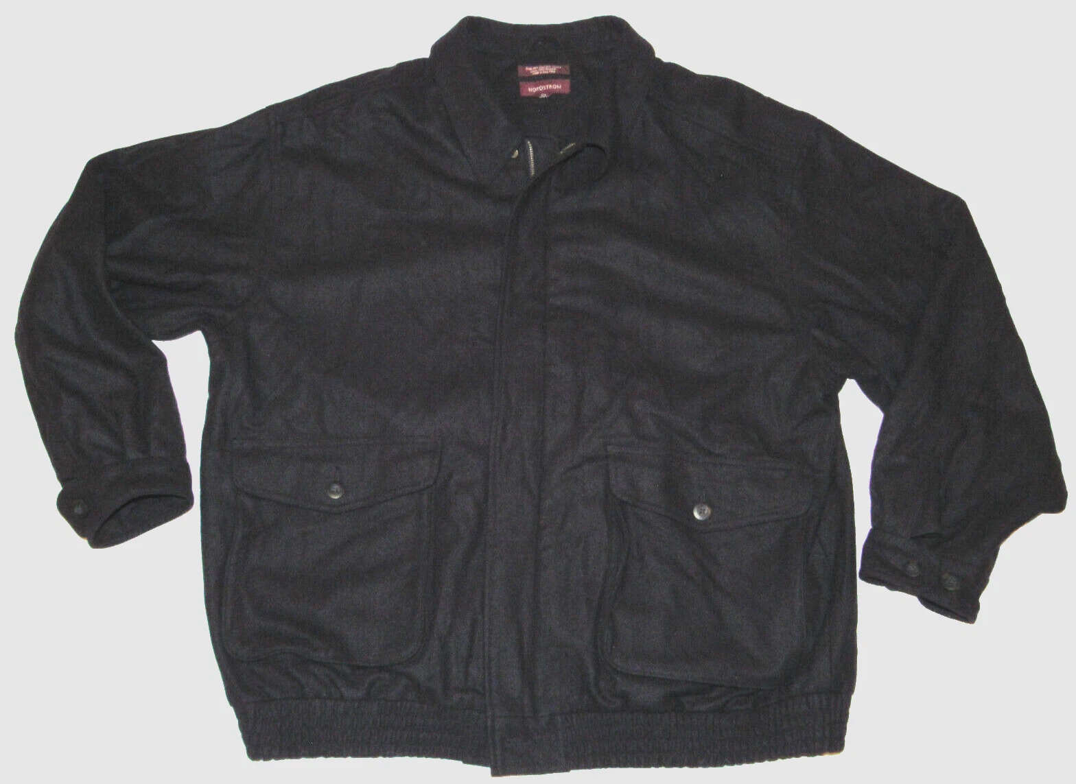 2004 MEN'S NORDSTROM NAVY WOOL JACKET! ZIPPER FRONT! POCKETS! LINED! WARM 2XL