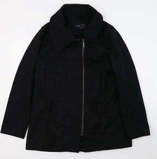 Sara Kelly Womens Black Overcoat Coat Size 18 Zip