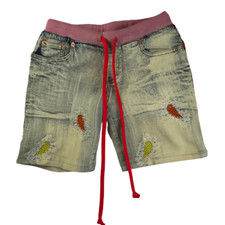 Vintage Washed Blue Look Denim Shorts By Freshy Size 28 New Old 90s Stock