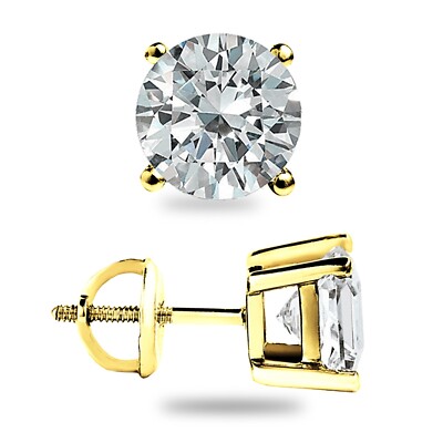 1,0 kt runde GRA Moissanit 14 kt Gelbgold Ohrstecker Schraubverschluss Angebot neu