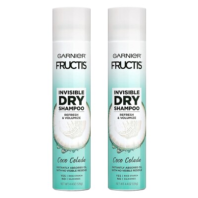 Lot of 2 Garnier Fructis Volumizing Invisible Dry Shampoo, Coco Colada, 4.4 Oz