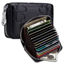 RFID Blocking Wallets ID Credit Card Holder Clutch Leather Mini Card Case Women