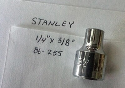 #ad Stanley 1 4quot; x 3 8quot; Dr Standard Socket 6 Pt # 86 255 Chrome Finish Free Ship $8.96