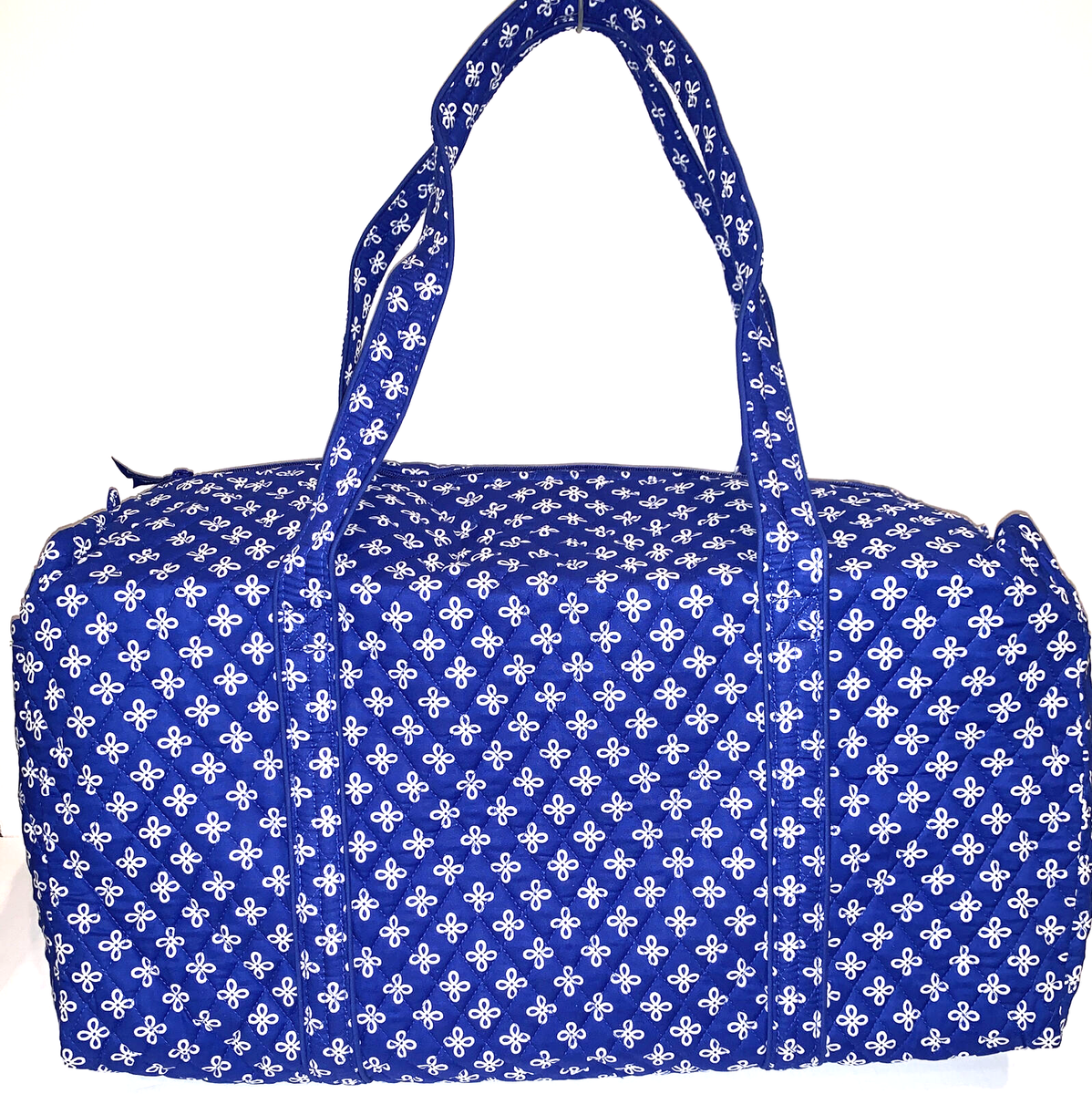 Vera Bradley Royal Blue White Mini Concerto LARGE Duffel Travel Gym  Shoulder Bag