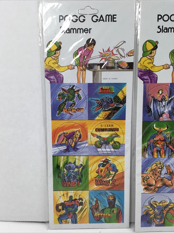 NIP Vintage "POGG GAME" POGS Slammer Milk Cap Game 3 Sets 16pcs Un-Punched - Image 2 of 4