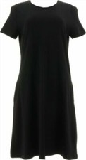 Isaac Mizrahi Live! Solid Knit Dress-Black-Medium-NEW-A379121