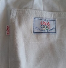VTG LEVIS 1980 Olympic Games US Womens White Jeans Bell Bottom Flare Jeans 24W