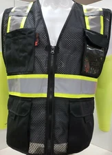Two Tone Hi Visibility Reflective BLACK OR BLUE Safety Vest (X-Small to 5XL)