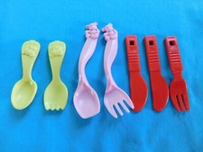 VINTAGE CHILDREN'S TOY SILVERWARE TEDDY BEARS ON TWO SETS KITCHEN PLAY BAKE COOK