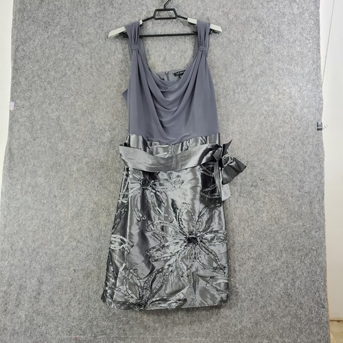 Le Box Dress Jacket Set Women 20 W Silver Gray Ribbon Embroidery Belted Bolero - Picture 9 of 24