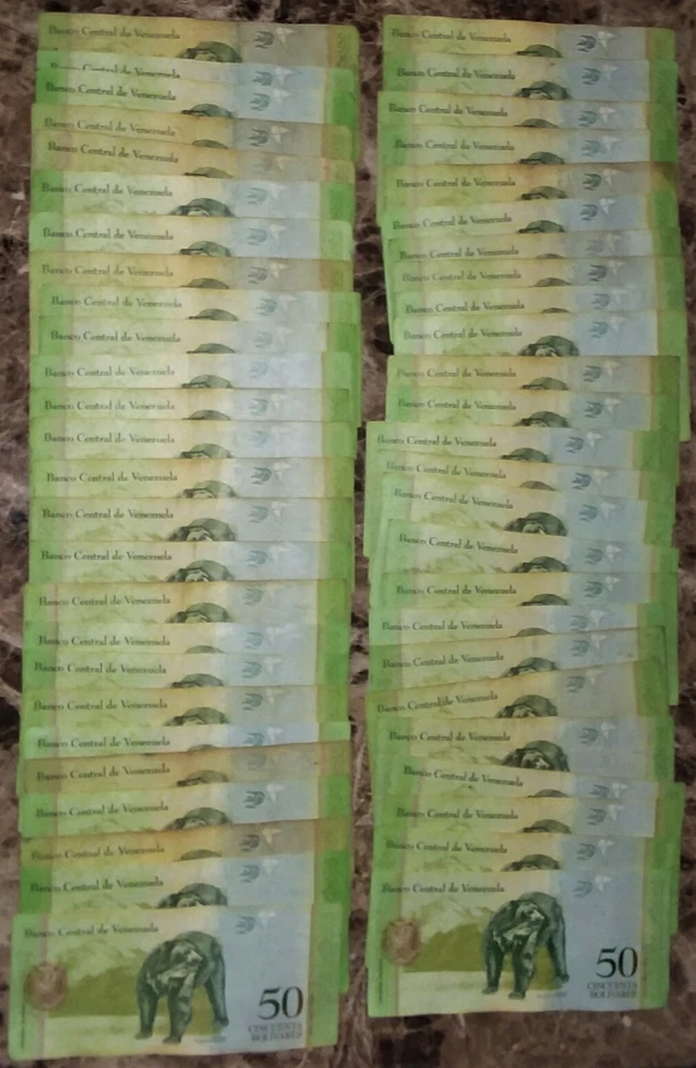 1/2 Bundle 50 pcs Bank Notes Venezuela 50 Bolivares Circulated 2007-2015 Cash $$ - Image 2 of 2