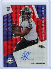 2020 Panini Mosaic Football Choice Red Fusion Rookie Auto #RS23 J.K. Dobbins