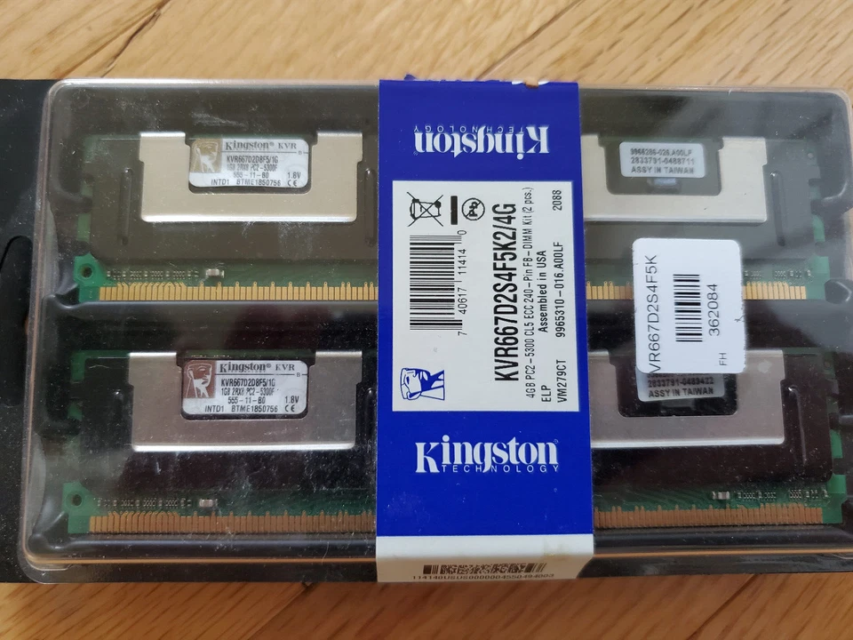 4GB (1GBx4) Kingston KVR667D2D8F5/1G ECC FB-Dimm DDR2 PC2-5300 ECC Server Memory - Image 2 of 3