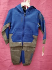 REEBOK Toddler Boys TRACK SUIT ZIP 2PC Set GRAY BLUE SIZE 2T New With Tags