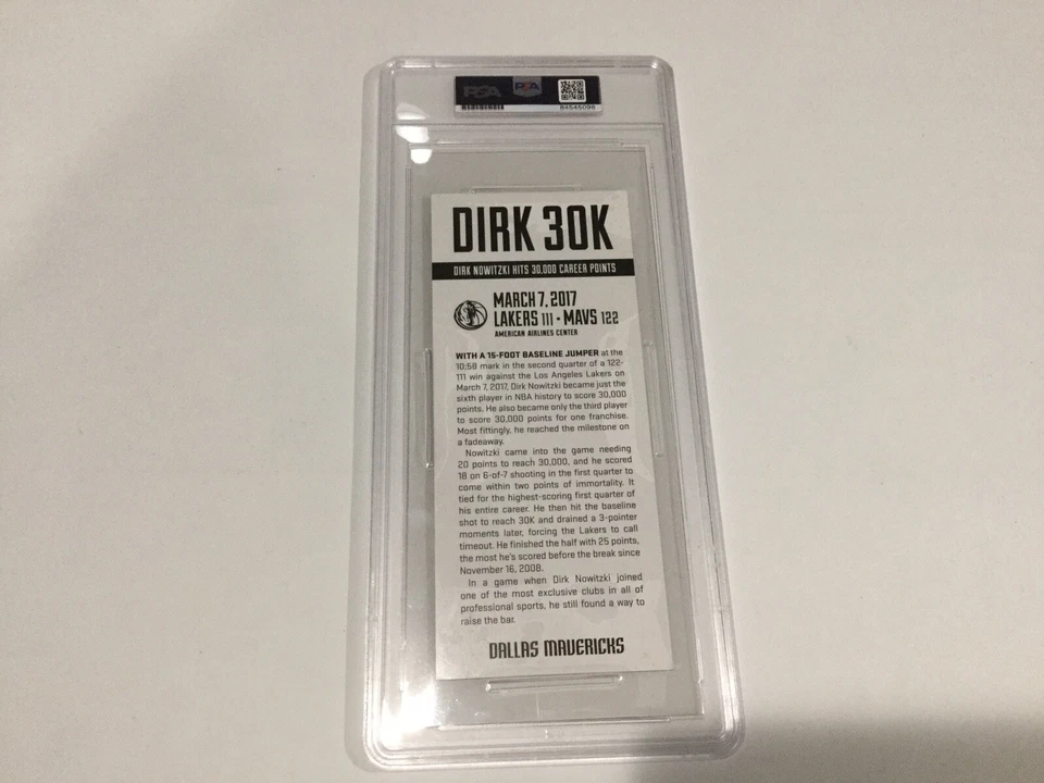 Dirk Nowitzki Signed 30K Ticket Slabbed Encapsulated Go Mavericks PSA DNA COA a - Image 2 of 2