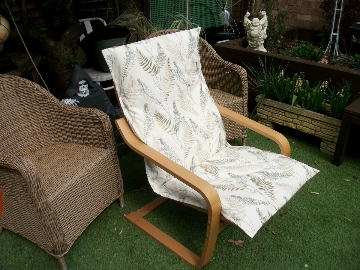 Handmade COVER for IKEA ALME poang chair EMBROIDERED FERN PATTERN 17