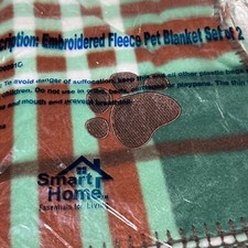 Pet Blanket Embroidered Paw Print Fleece Smart Home Essentials for Living Set/2
