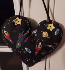 TOOTH FAIRY Pocket PILLOW Space Planets Star handcrafted ceramic Buttons Heart