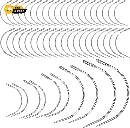 20 Pcs Leather Sewing Needles,Heavy Duty Sewing Needles Kit Include Curved Leath - Picture 10 of 14