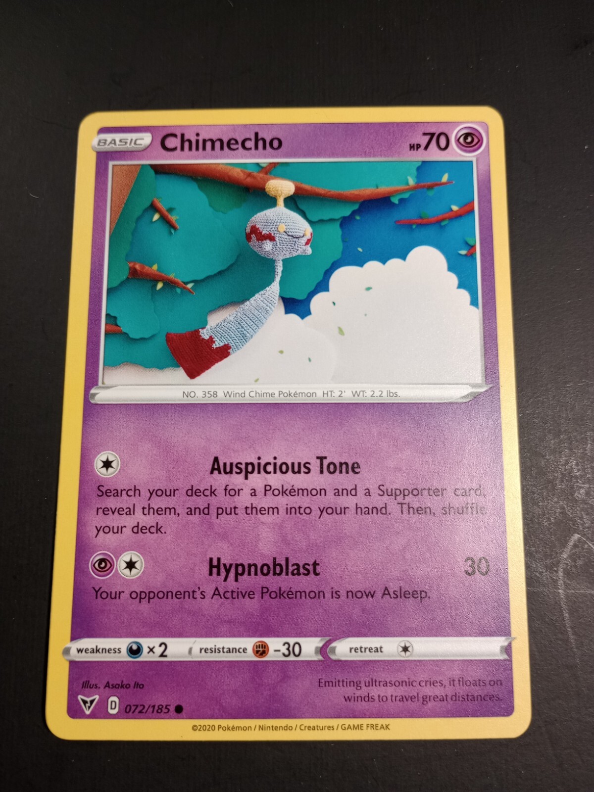 Pokemon Vivid Voltage Chimecho Common Card 072/185 NM