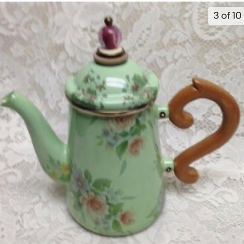 Vintage, MacKenzie Childs Green Enamelware 5pcTea Set - Picture 4 of 10