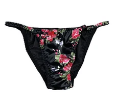 Satin Floral Feminine Sissy Tanga Knickers Underwear Briefs Panties Sizes 6-20