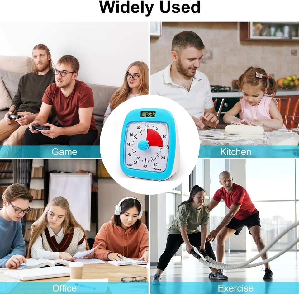 Yunbaoit Visueller Timer mit Uhr und Nachtlicht, VT07S 60 Minuten Countdown Time - Bild 2 von 2