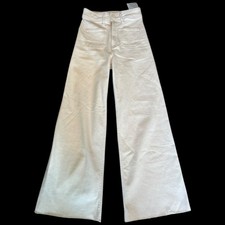 NWOT Zara Wide Leg Stretch Jeans Patch Pockets High Waist Wide Leg Frayed Hem 2