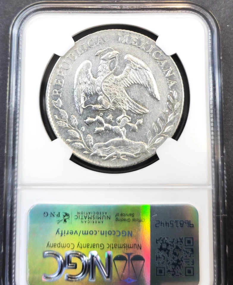 1890 Go RR MEXICO SILVER 8 REALES 8R NGC AU 58 NICE LUSTER GREAT COIN - Image 2 of 3