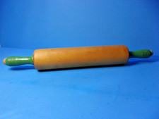 Vintage Munising Rolling Pin Green Handles 1940's Farmhouse Kitchen 17.25" Long
