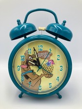 Reloj despertador retro raro Scooby Doo Spooky Island piña doble campana ¡FUNCIONA!