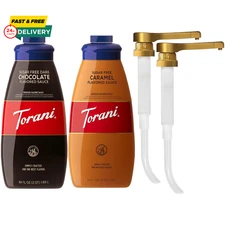 Torani Sugar Free Caramel and Sugar Free Dark Chocolate Sauce for Desserts and C