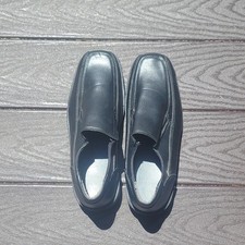 George Men's Oxford Dress Shoes Slip-On Square Toe Faux Leather Black 10.5