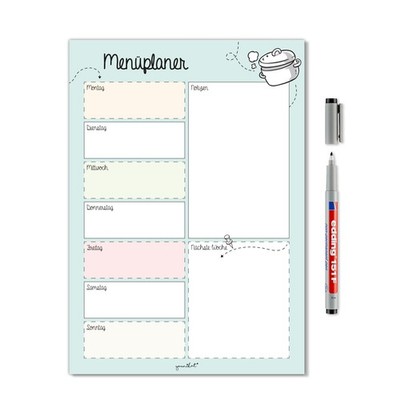 Menüplaner DIN A4 Whiteboard Essensplaner für die ganze Woche abwischbar dv_524