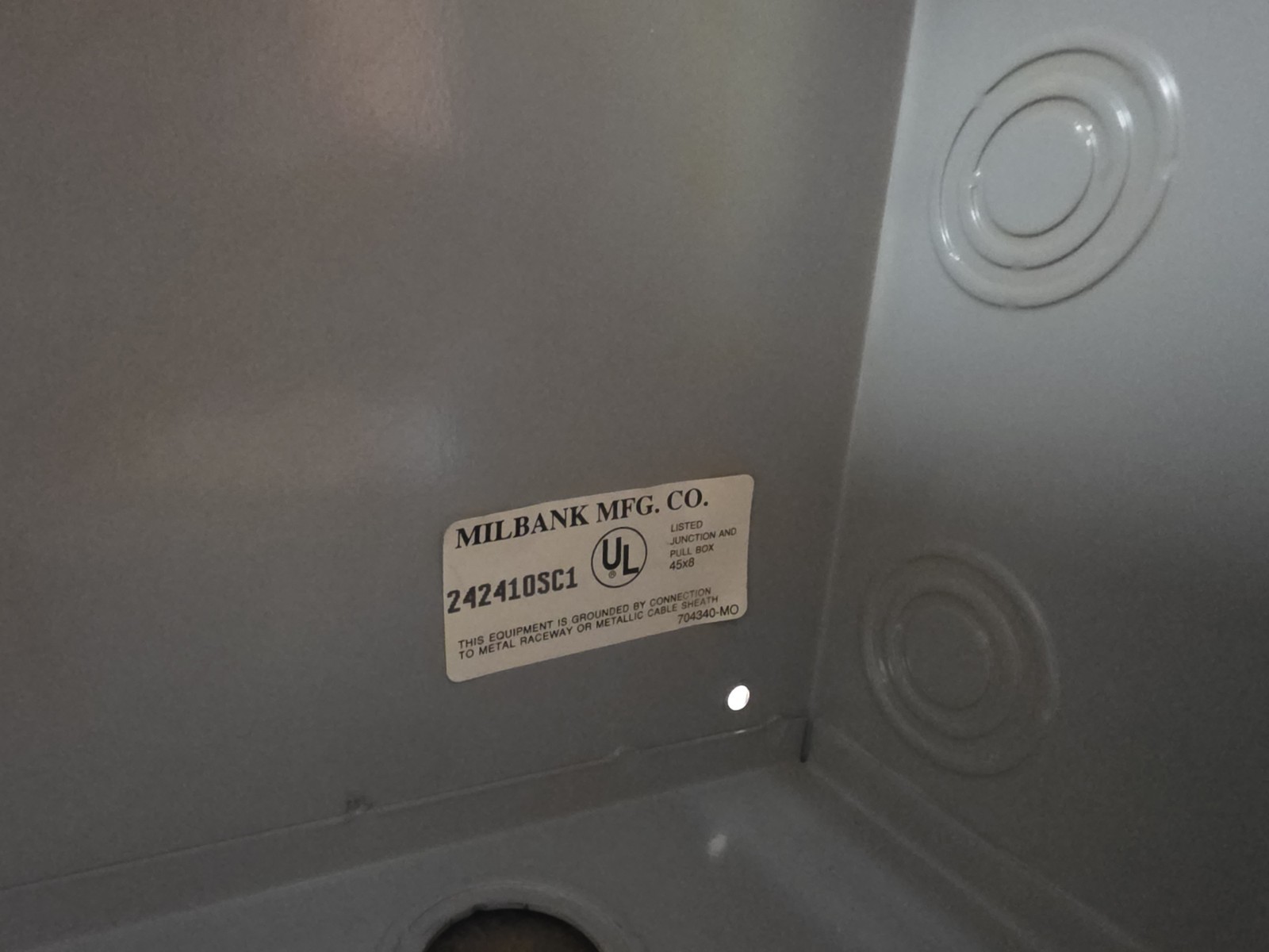 Used Milbank 242410SC1 Junction / Pull Box 24" x 24" x 10"