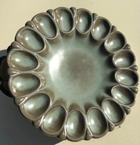 Vintage Frankoma Pottery Deviled Egg  Platter Plainsman Green 819