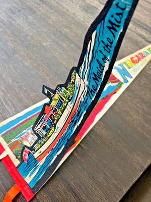 Vintage Unique Two Layer Niagara Falls Felt Pennant, The Maid of the Mist