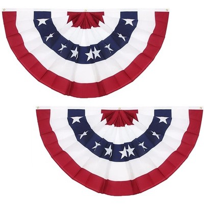 3x6 Ft American Pleated Fan Flag (Set of 2)   Patriotic Half Fan Bunting, 4th...