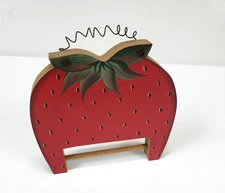 Vintage Wall Hanging Strawberry wooden hand painted cottage decor