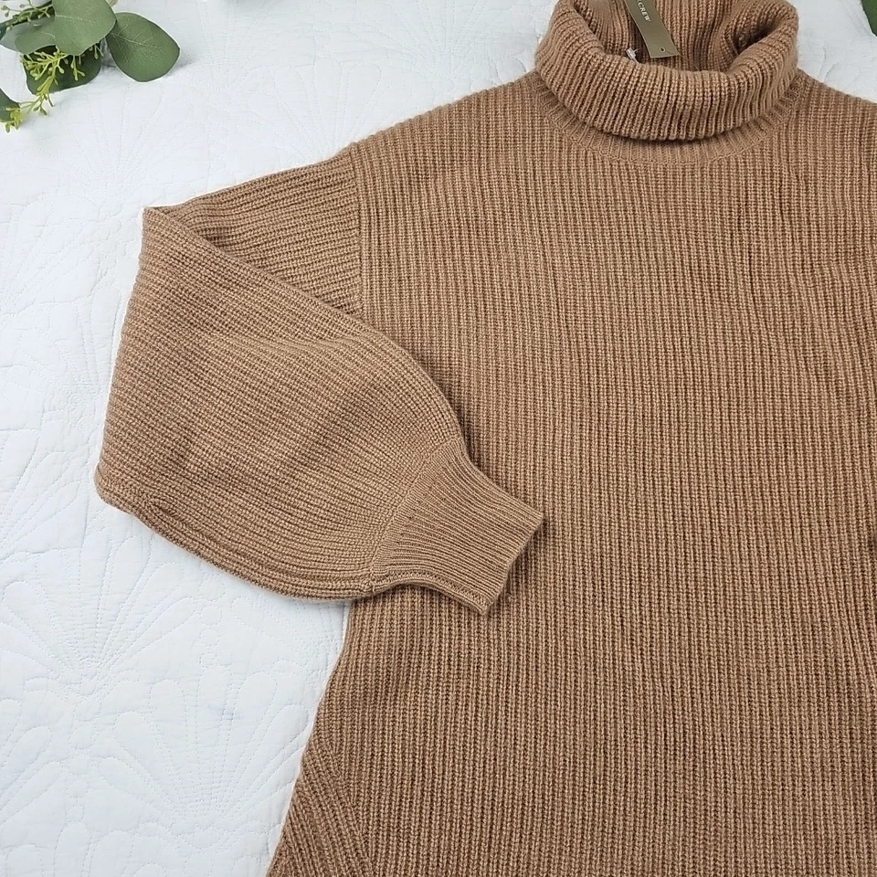 Nuevo con etiquetas Vestido Suéter J Crew Para Mujer Color Crema Tostado Cuello Alto Talla S Lana Cachemira Foto 3 de 4