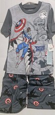 Disney Store Marvel Captain America Boys 3 Pc Pajama Set Size S 6/7 NWT Grey