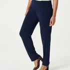 Susan Graver Essentials Size 1X Navy Liquid Knit Straight Leg Pants