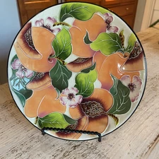 J. McCall Blue Sky 2004 Rose Floral Plate Trinket Dish 6.5" raised print