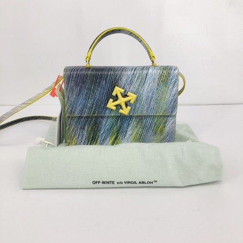$1865 OFF-WHITE Women's Bouroullec Print Jitney 2.8 Leather Bag Yellow Multi NWT