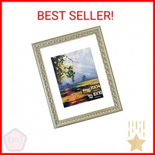 Golden State Art, 11x14 Ornate Finish Photo Frame, Silver Beige Color, with Whit