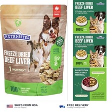 Nutri Bites Freeze Dried Beef Liver Dog & Cat Treats, Single Ingredient High ...